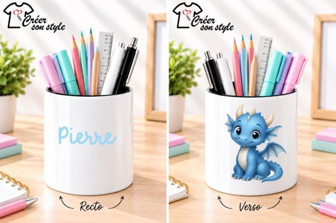 Pot à crayon "dragon bleu"