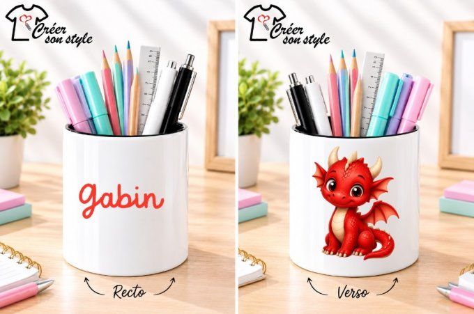 Pot à crayon "dragon rouge"