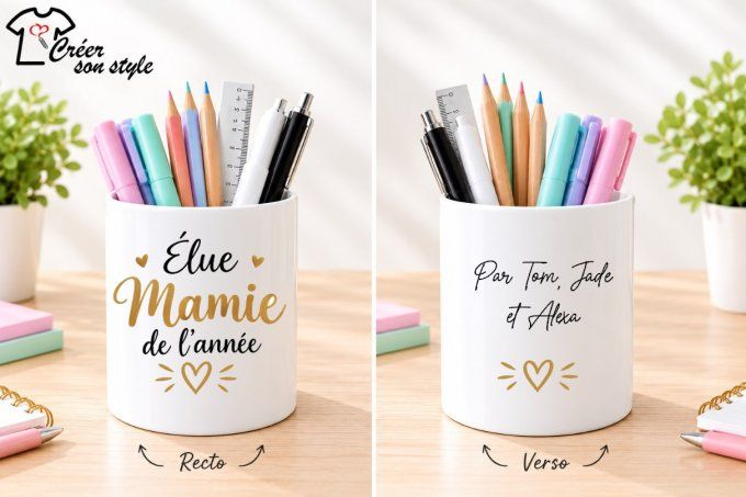 Pot à crayon "élue mamie de l'année" 