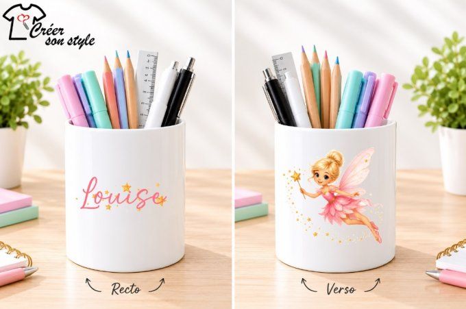 Pot à crayon "fée - fille"