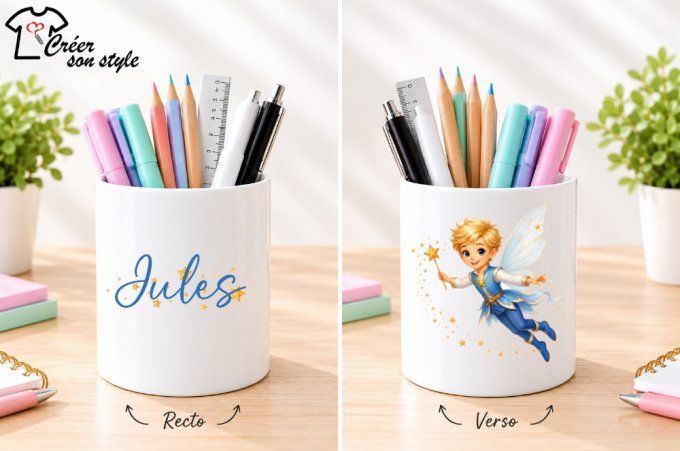 Pot à crayon "fée - garçon"