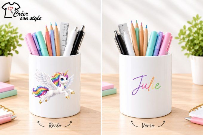 Pot à crayon "licorne"
