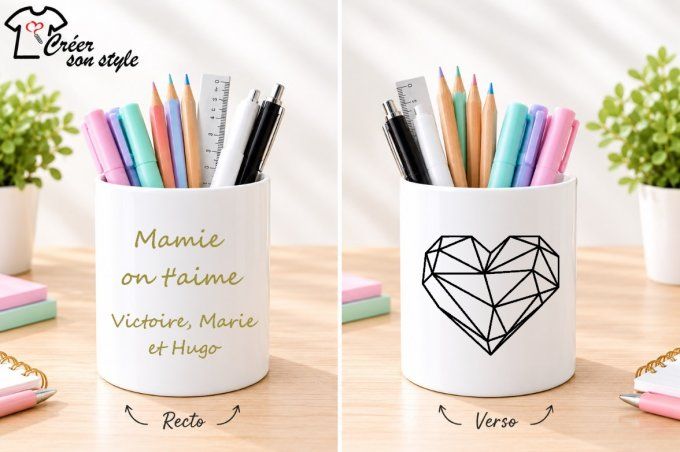 Pot à crayon "mamie on t'aime" 