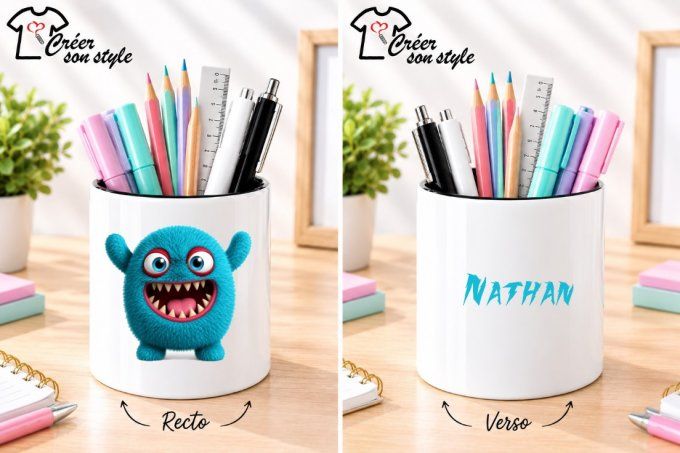 Pot à crayon "monstre bleu"