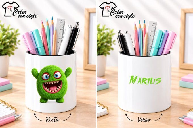 Pot à crayon "monstre vert"