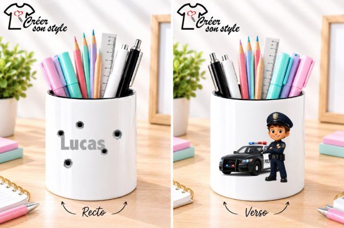 Pot à crayon "policier" 