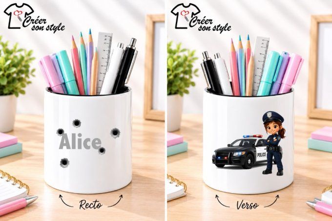Pot à crayon "policière" 