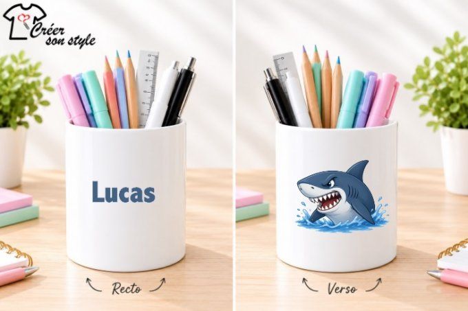 Pot à crayon "requin méchant"