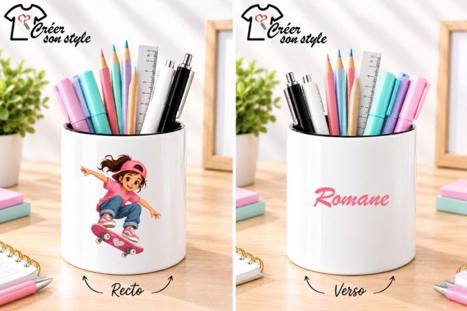 Pot à crayon "skate fille"