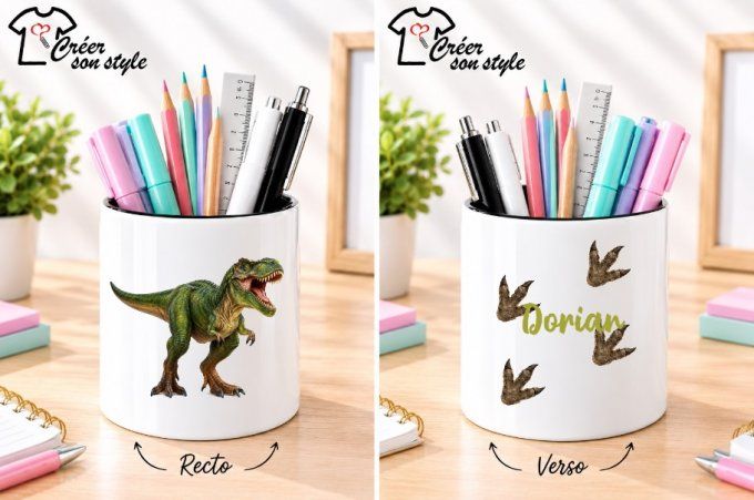 Pot à crayon "dinosaure"