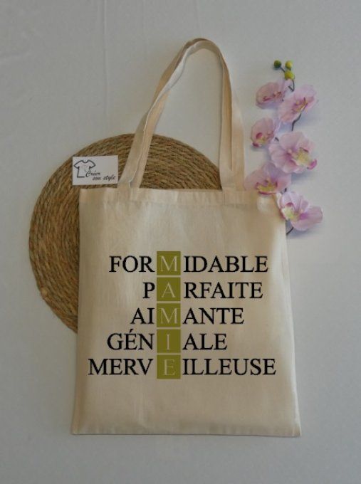 sac "Mamie-formidable-parfaite-aimante-géniale-merveilleuse"