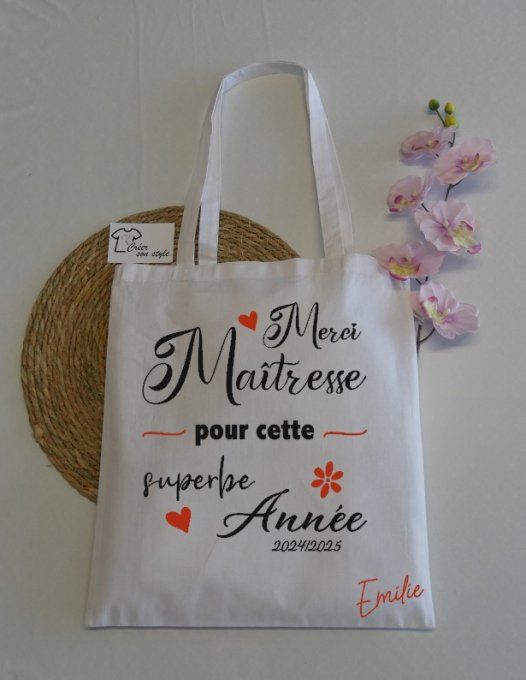 sac "merci maîtresse pour cette superbe année"