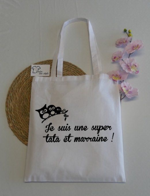 sac "je suis une super tata et marraine"