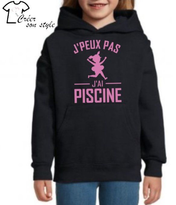 Sweat-shirt enfant "j'peux pas j'ai piscine"