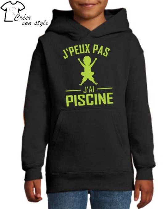 Sweat-shirt enfant "j'peux pas j'ai piscine"