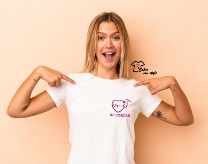 tee shirt femme "infirmière + prénom"