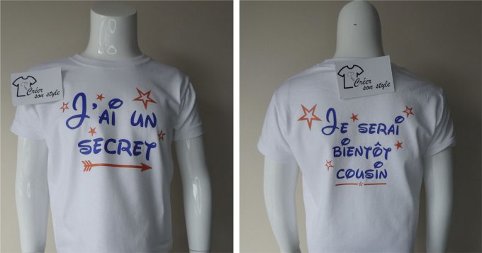 tee shirt "J'ai un secret, je serai bientôt cousin"