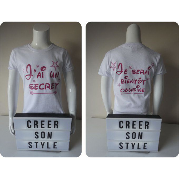 tee shirt "J'ai un secret, je serai bientôt cousine"