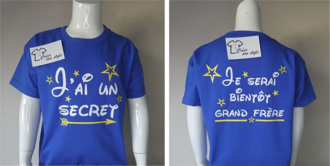 tee shirt "J'ai un secret, je serai bientôt grand frère"