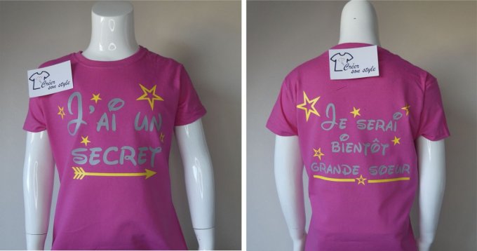 tee shirt "J'ai un secret, je serai bientôt grande soeur"