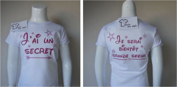 tee shirt "J'ai un secret, je serai bientôt grande soeur"