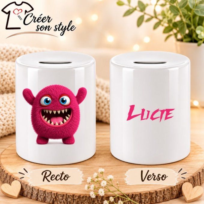 Tirelire "monstre rose"