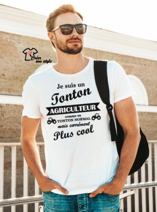 tee shirt homme "Je suis un tonton agriculteur comme un tonton normal mais carrément plus cool" 