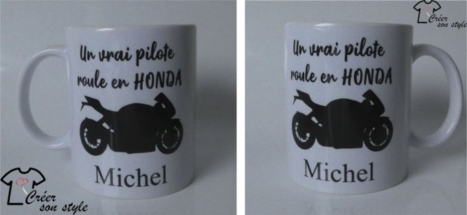 Mug "un vrai pilote roule en Honda"