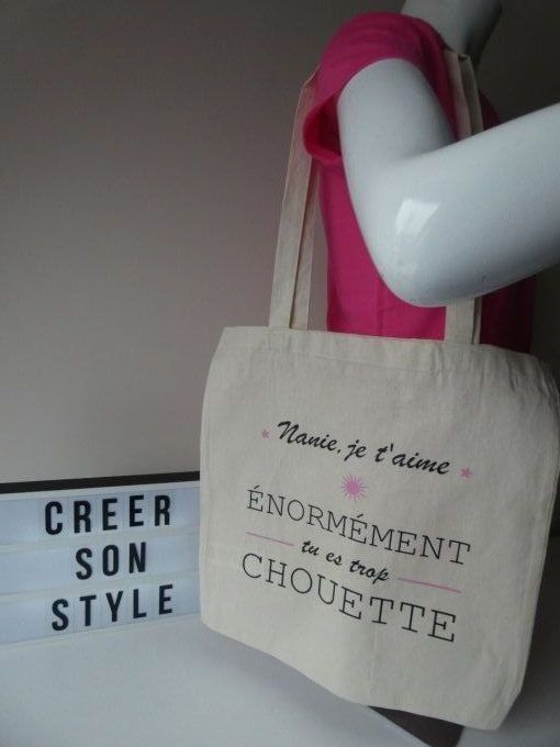 sac "mamie je t'aime énormément tu es trop chouette"